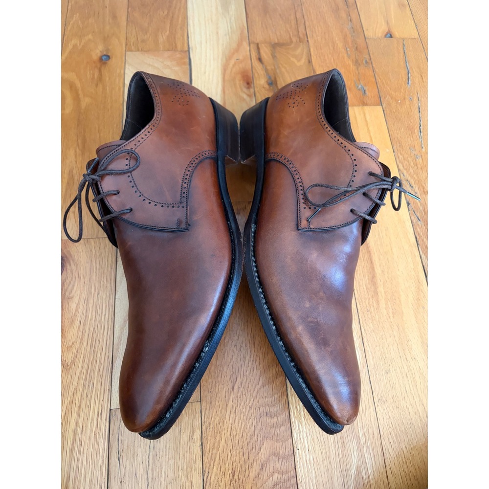Ermenegildo Zegna Brown Leather Derby Dress Shoes Mens 12 Italy - Picture 6 of 11
